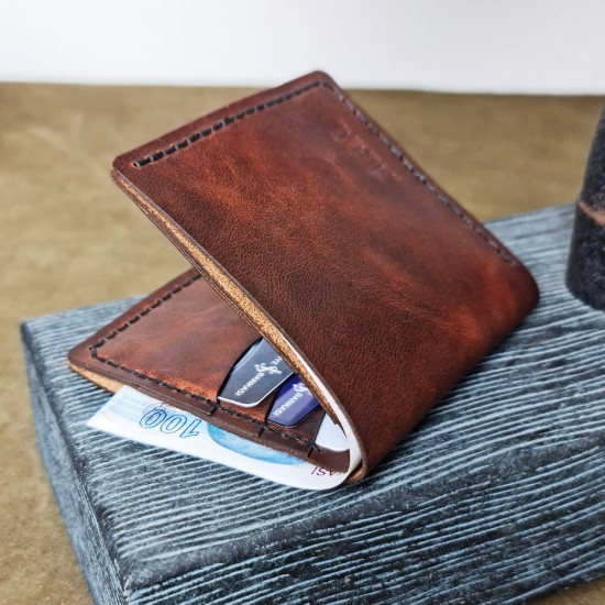 Genuine Leather / Z Athena Wallet - Tobacco