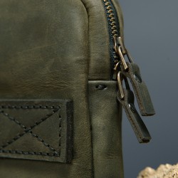 Genuine Leather / Athena Handbag - Antique Green