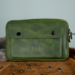 Genuine Leather / Ahena Handbag - Emerald 