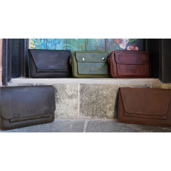 Genuine Leather / Athena Handbag - Antique Tan