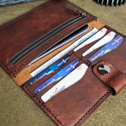 Genuine Leather / X Large Wallet Unisex - Tobacco