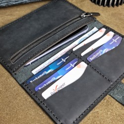 Genuine Leather / X Large Wallet Unisex - Black