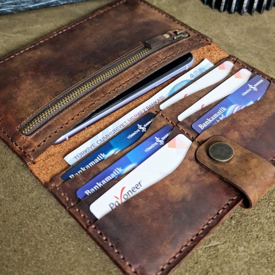 Genuine Leather / X Large Wallet Unisex - Antique Tan