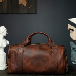 Genuine Leather / Travel & Sport Bag Unisex - Tobacco
