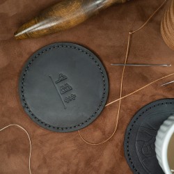 Genuine Leather / Coaster - Black