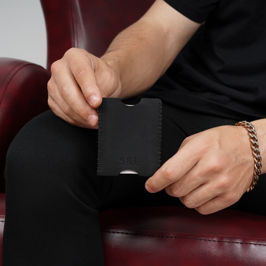 Genuine Leather / Athena Card Holder - Black
