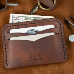 Genuine Leather / Athena Signature Wallet - Tobacco
